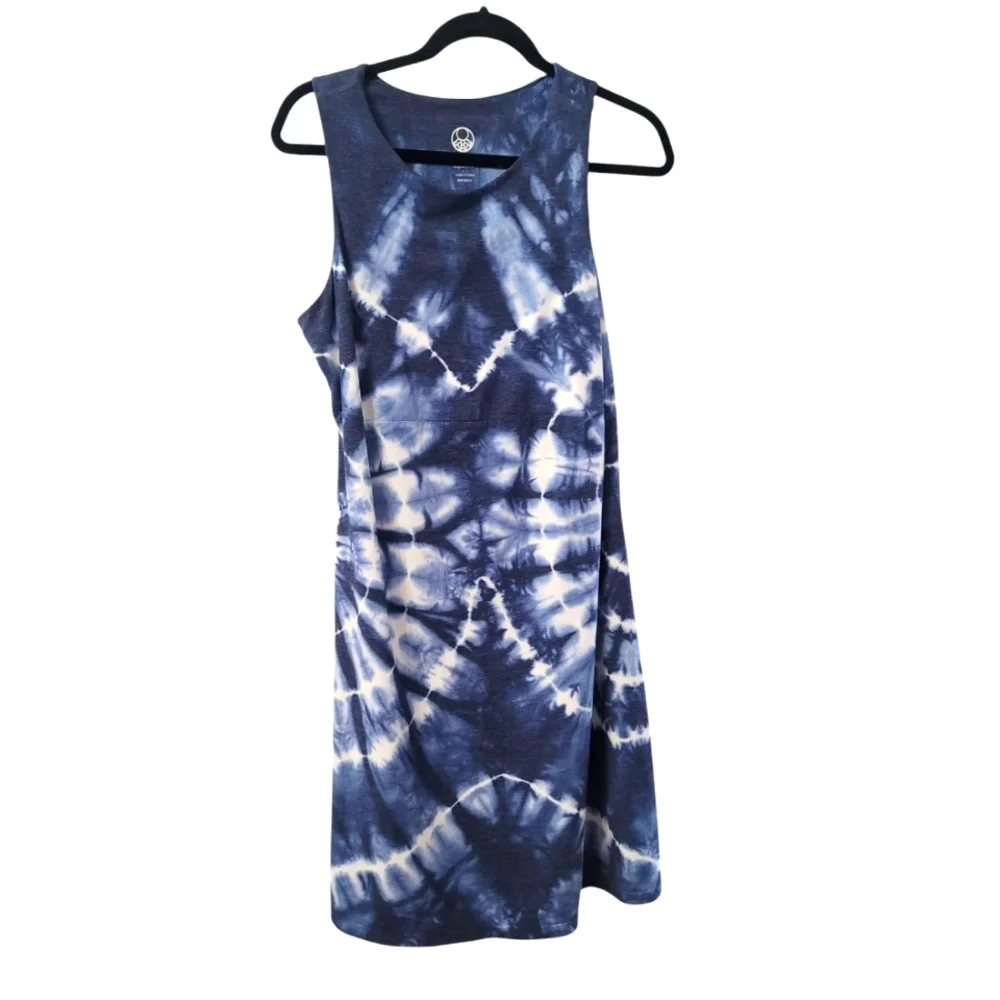 TE Verde Tie-Dye Sleeveless Dress - Blue and White Size Large - Picture 1 of 5